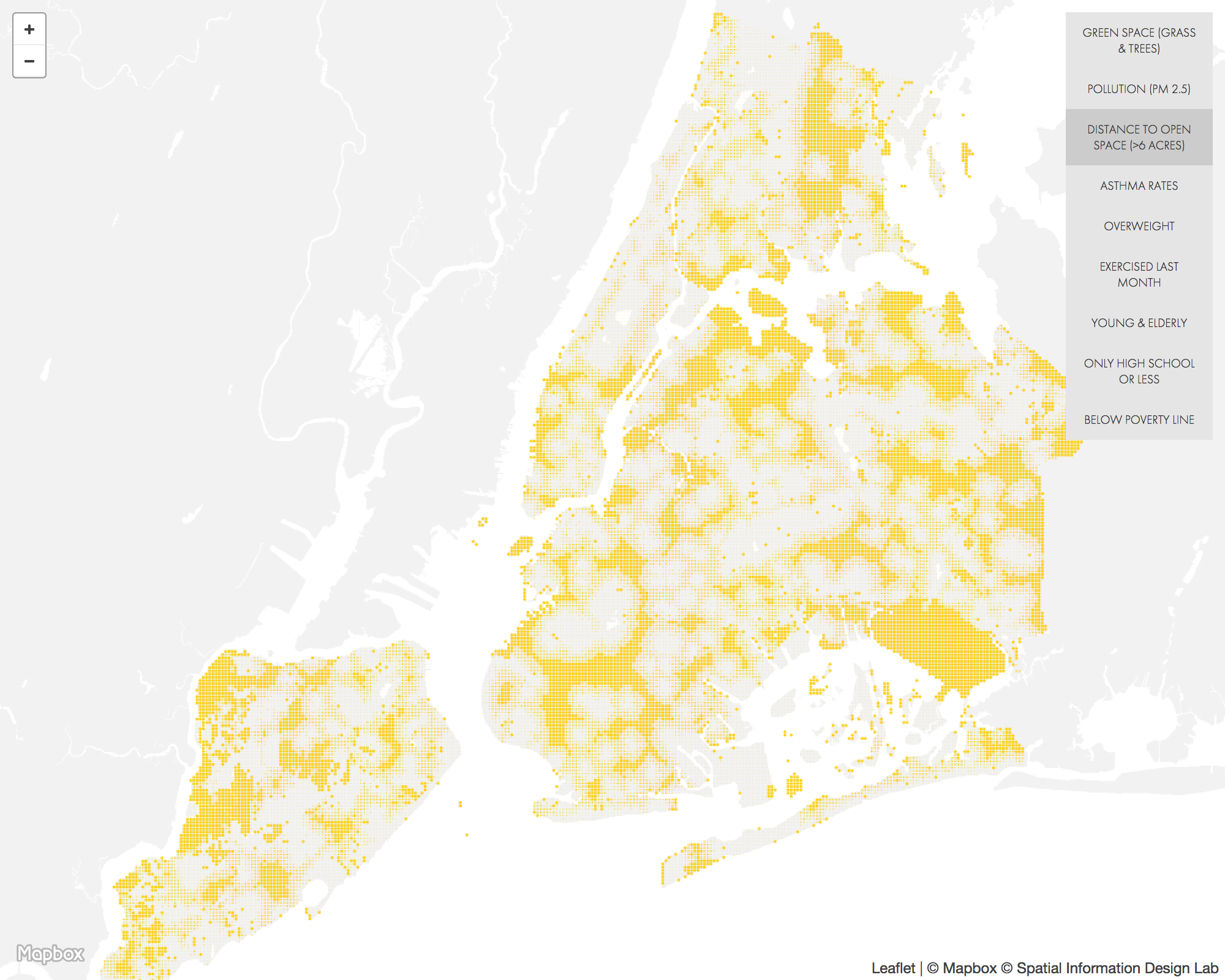 Distance to open space in New York City